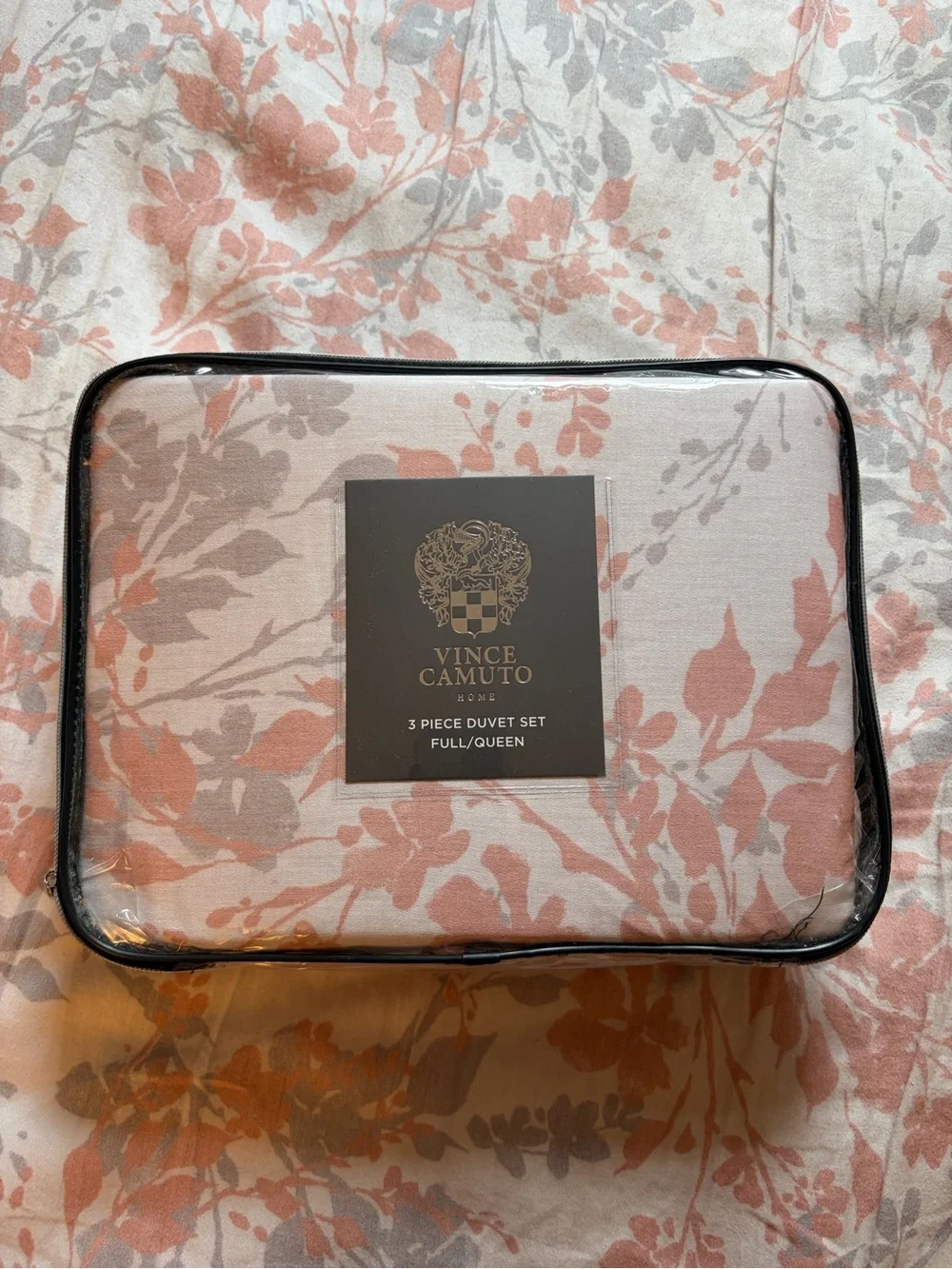 Vince Camuto Floral Blossom Vines Queen Duvet Cotton Cover Set  NEW